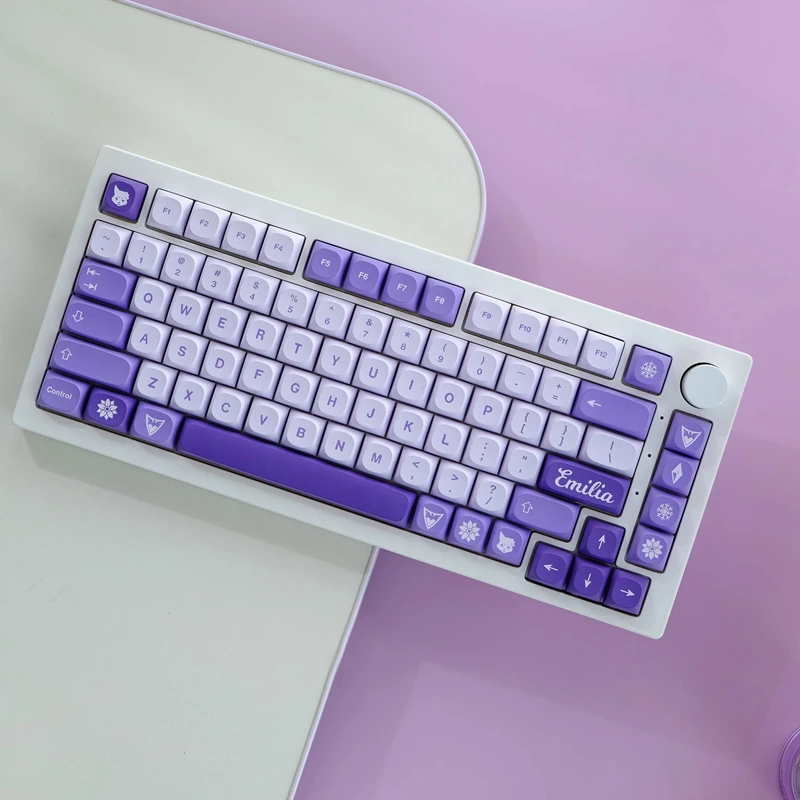 1 Set Clone GMK Frost Witch Keycaps PBT Dye Subbed Purple Key Caps MA Profile Lightproof Keycap For MX Switch Wooting 60 80