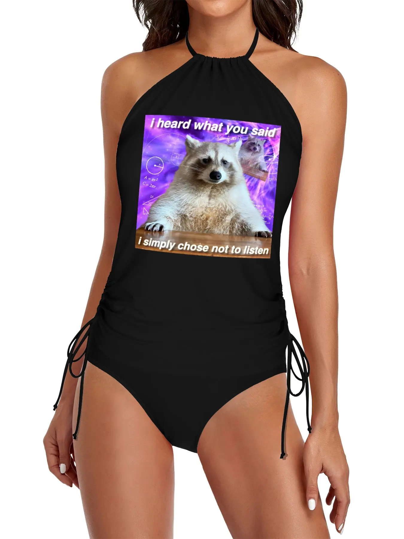 

Racoon Memes: I heard what you said I simply chose not to listen Split Swimsuit Set bikini swimwear 2025 beach dresses woman