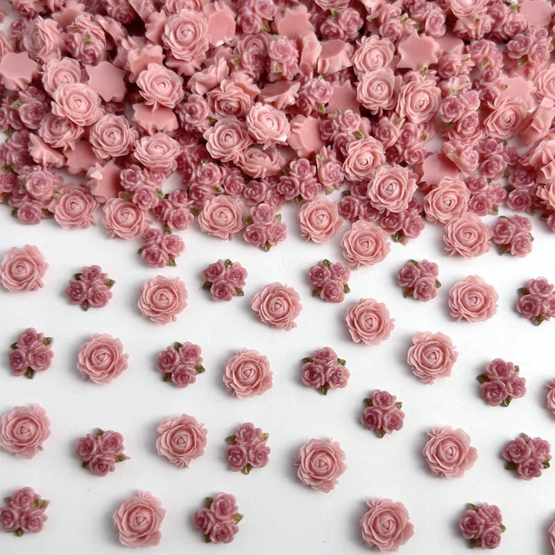 50pcs 무작위 혼합 수지 네일 매력 장미 꽃 네일 아트 장식 액세서리 매니큐어 DIY 공예