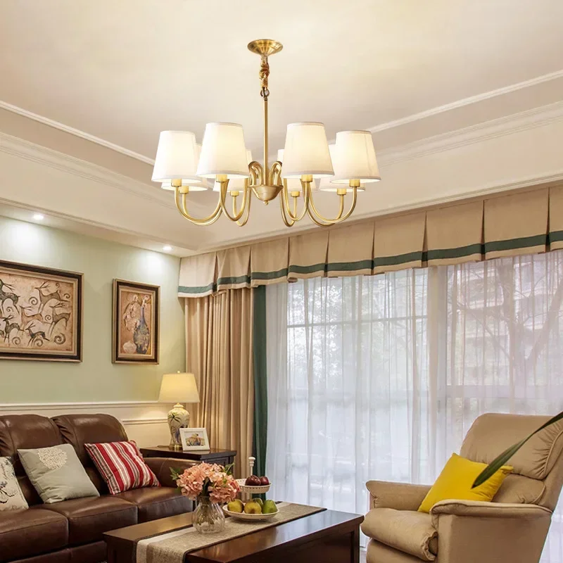 Village Retro Copper Ceiling Chandeliers Restaurant Bedroom Living Room Hotel Lobby Indoor Decoration LED Hanging Lamps Fixtures