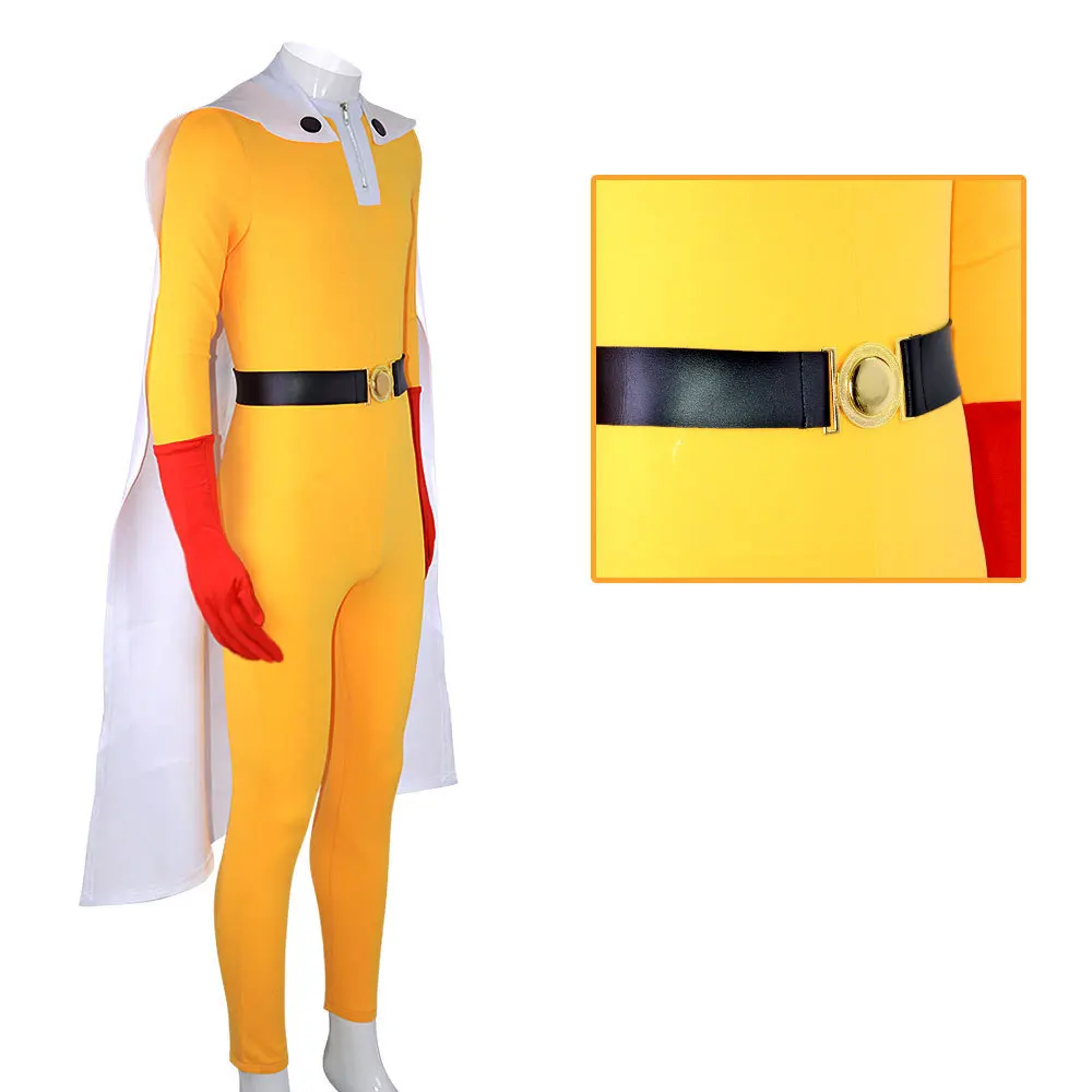 Disfraz de Saitama de Anime, mono amarillo PUNCH para hombre, disfraz de Carnaval de Halloween, ropa personalizada de Saitama