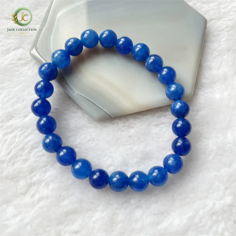8MM Natural Stone Sapphire Bead Bracelet for Wealth Abundance Confidence Boost Positive Energy Flow Protective Empowerment
