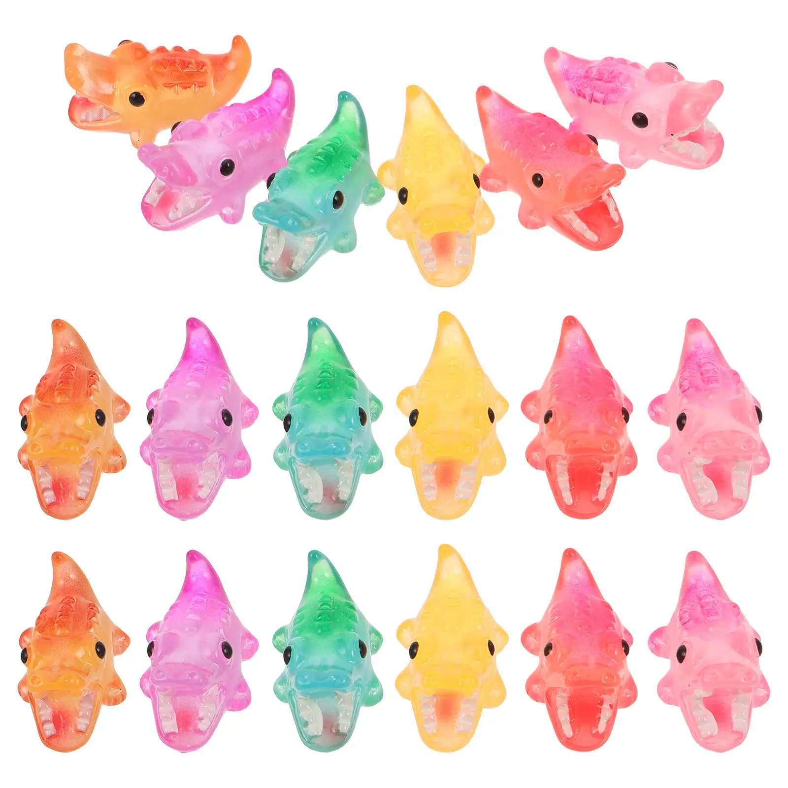 18Pcs Mini Resin Glowing Crocodile Animal Figurines Cute Cartoon Alligator Decor for Desk Bookshelf Bonsai Indoor Landscape - view 4