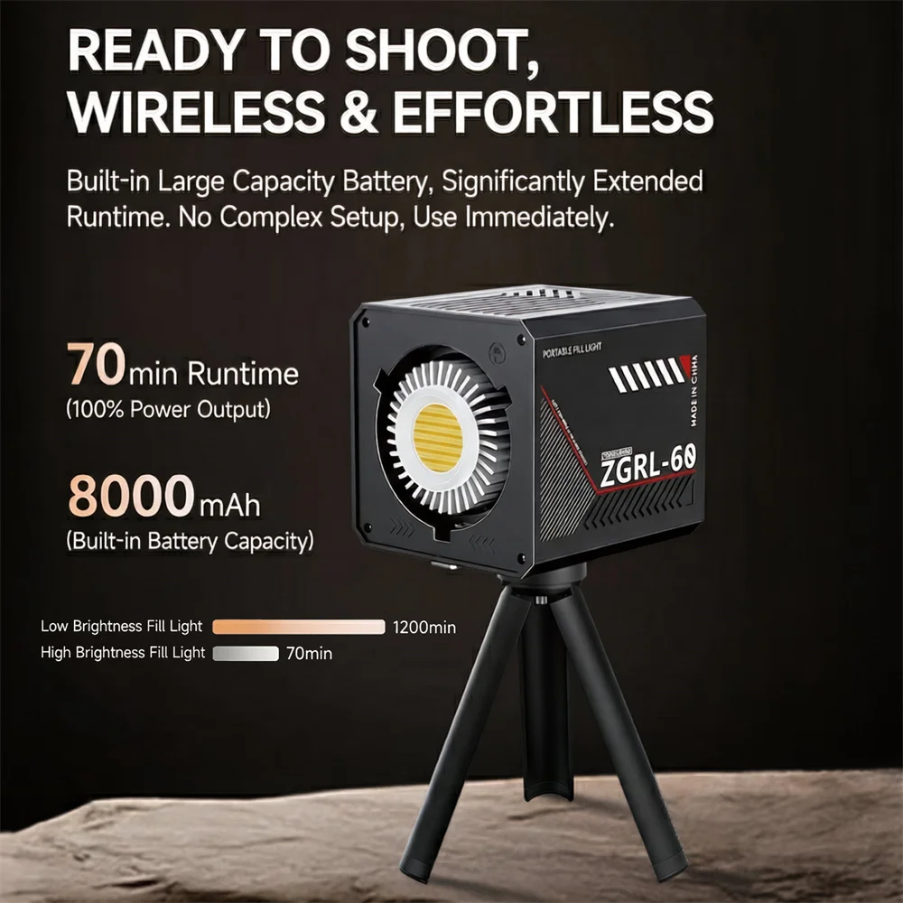 Portable COB Video Light Bi-color Fill Light 2800K-7500K High CRI COB Light Mini Bowens Mount for Vlog LiveStream Shoting