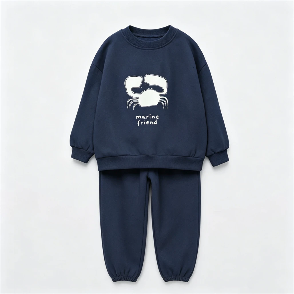 Simple Sweatshirts All-match Pants 2pcs Child Fashion Hoodie Loose Pants Spring Autumn Clothes Crewneck Pullovers Tracksuits