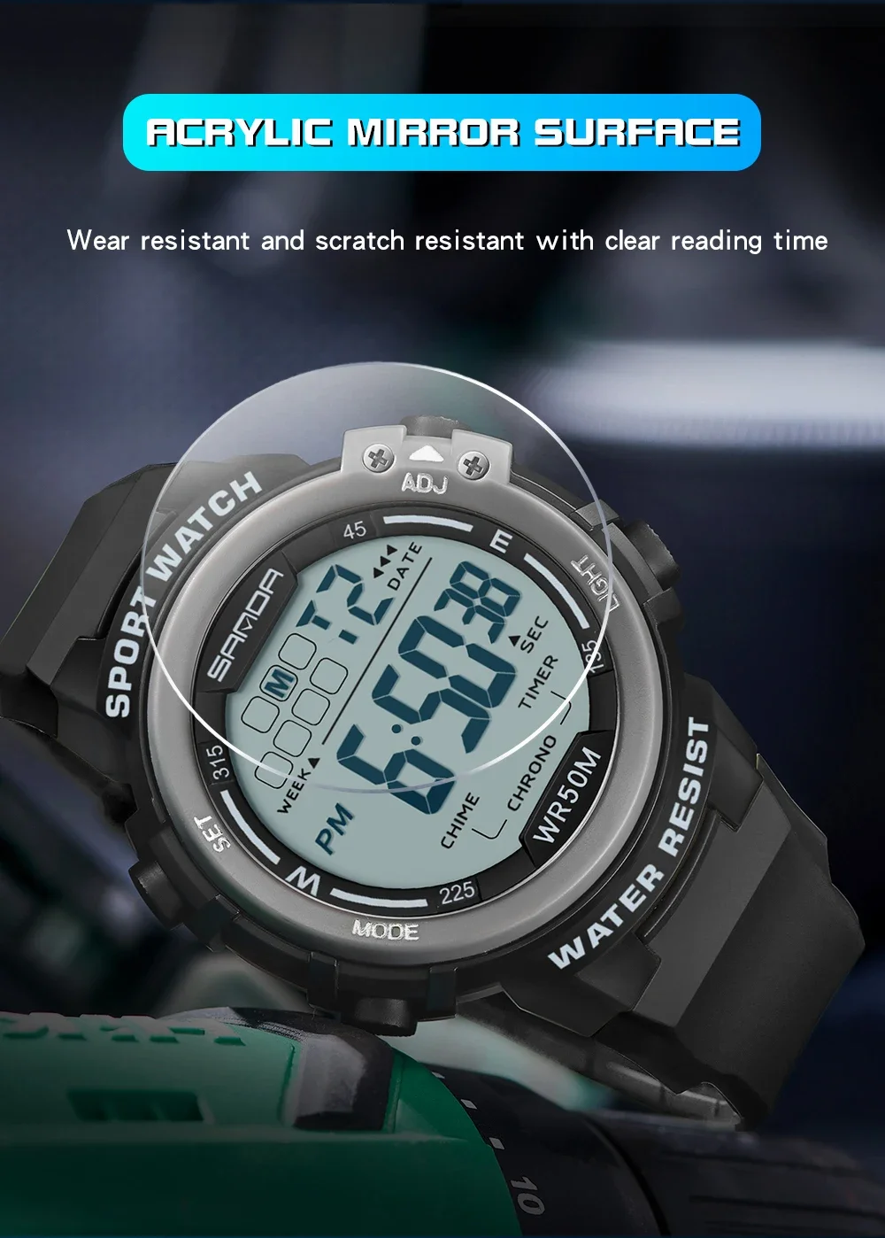 SANDA Outdoor Military G Stil herren Uhr Digital Wecker Mode Sport Dual Display armbanduhr 50M Wasserdicht reloj
