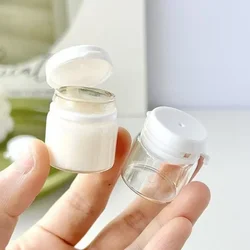 4Pcs Mini Cosmetic Jars 5ml Travel Glass Containers Clear & Brown Buttercream Bottles with Lids & Inner Plug Refillable Box