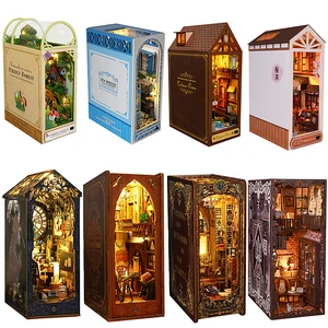 Dolls House mit LED LED DIY Book Nook Light 3D Model Puzzle Holzkonstruktion Buchladen Buchhandspielzeug für Erwachsene 10 Hauptverkäufe Holzhäuser - №1