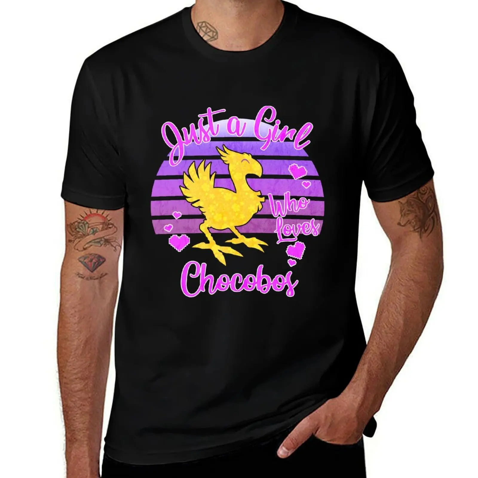 Just a girl who loves Chocobos T-Shirt man t shirts high quality luxury brand T-Shirt