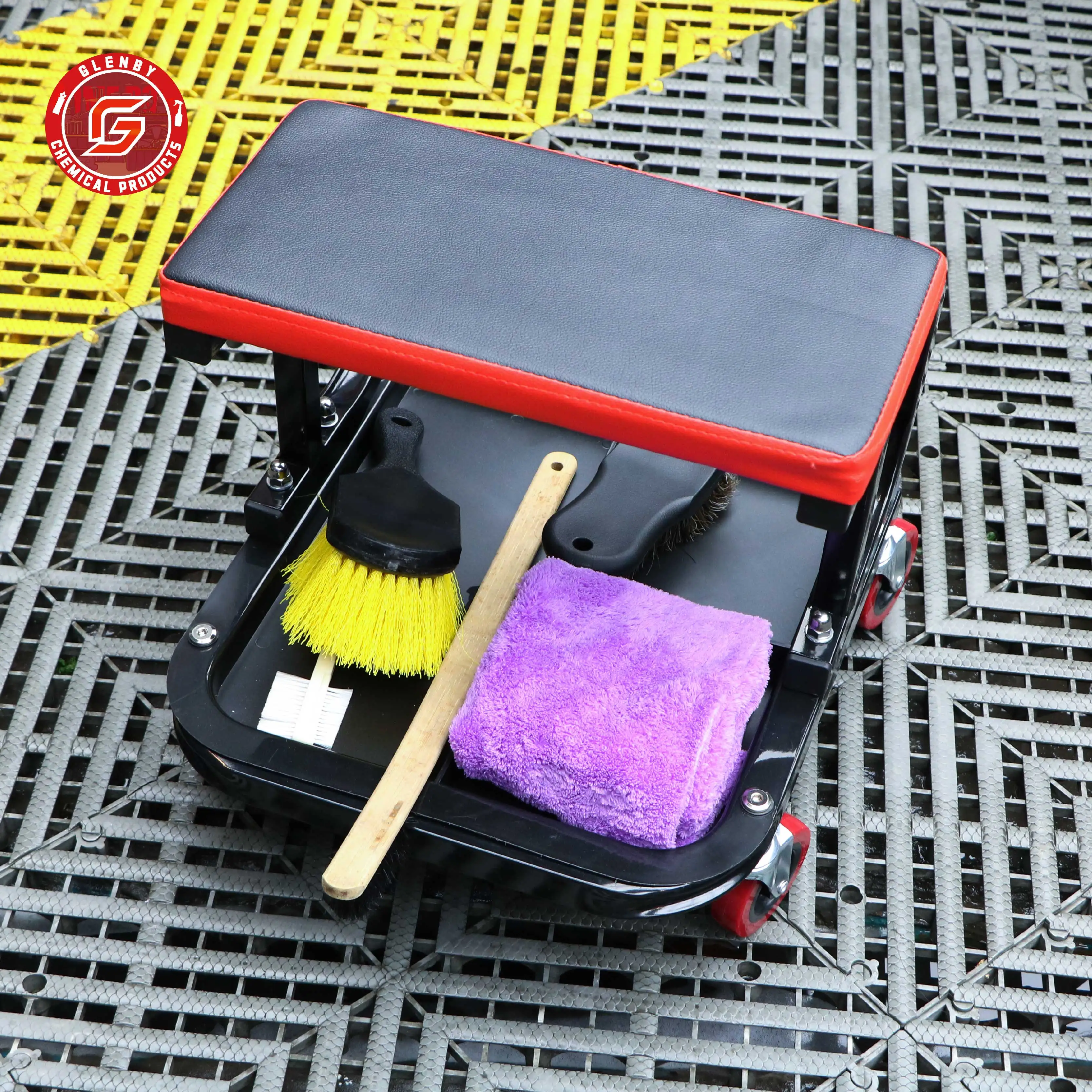 Multifunctional Car Repair Work Stool Garage Seat Work Rolling Creeper Seat Stool Mechanic Chair 4 Wheels Tray Auto Tools