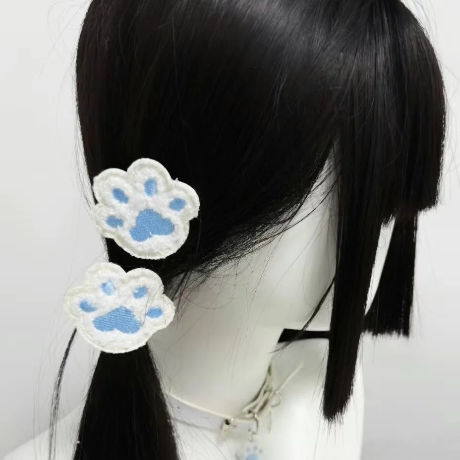 Y2K Cartoon Roze/Blauwe Kat Poot Haar Clip Hoofddeksels Reizen Haarspelden Hoofdtooi Haarspeld Lolita Haaraccessoires