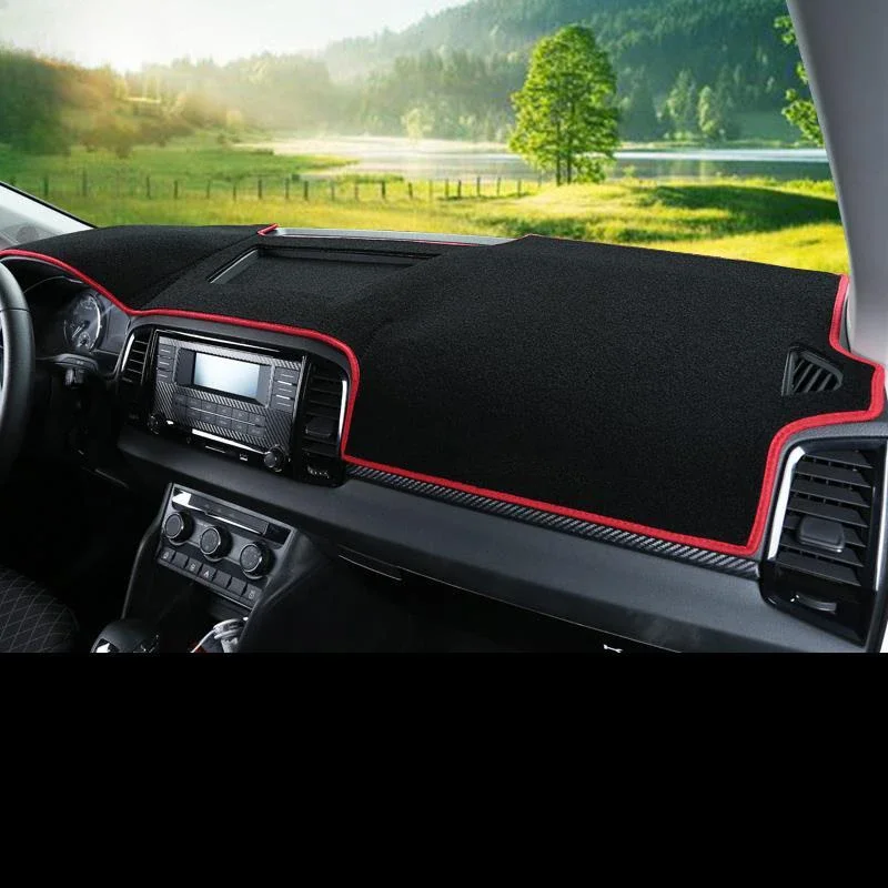 Flannel Car Dashboard Cover Mat For Skoda Karoq 2017~2022 2019 2020 Anti-Slip  Pad Sunshade Dashmat Carpet Anti-Uv Dash Auto Rug image 3