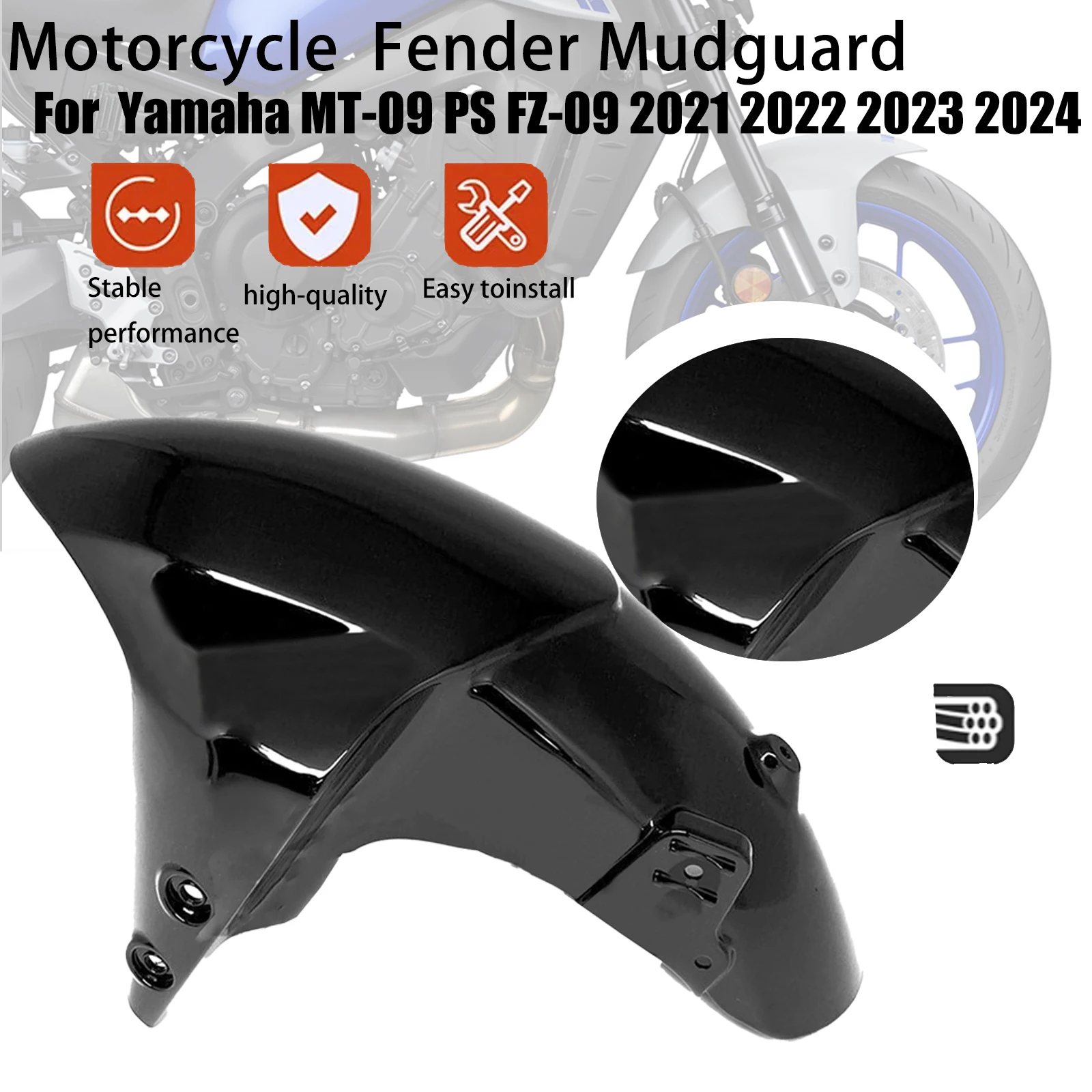 

Motorcycle Front Tyre Mudguard Wheel Splash Guard Fender Accessories ABS Carbon For Yamaha MT-09 PS FZ-09 2021 2022 2023 2024