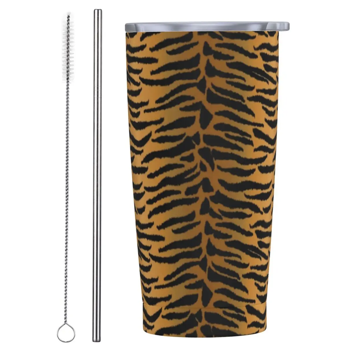 Stainless Steel Tumbler Golden Tiger Mugs Cup With Straws Animal Skin Travelist Hot Drinks Water Bottle Leakproof Thermal Cups