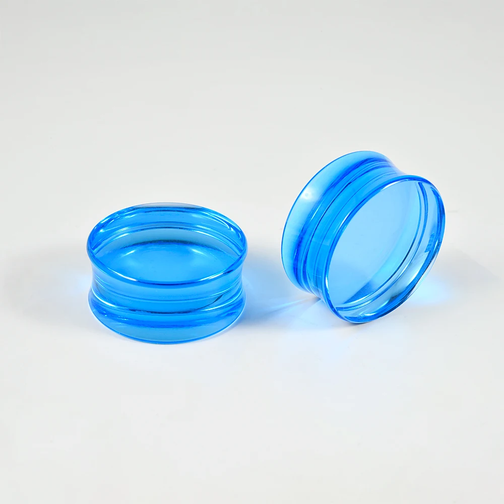 2Pcs Acrylic Solid Double Horn Blue Ear Plugs  Ear Tunnels Gauges Cartilage Lobe Body Piercing Jewelry For Women Men 8-25mm