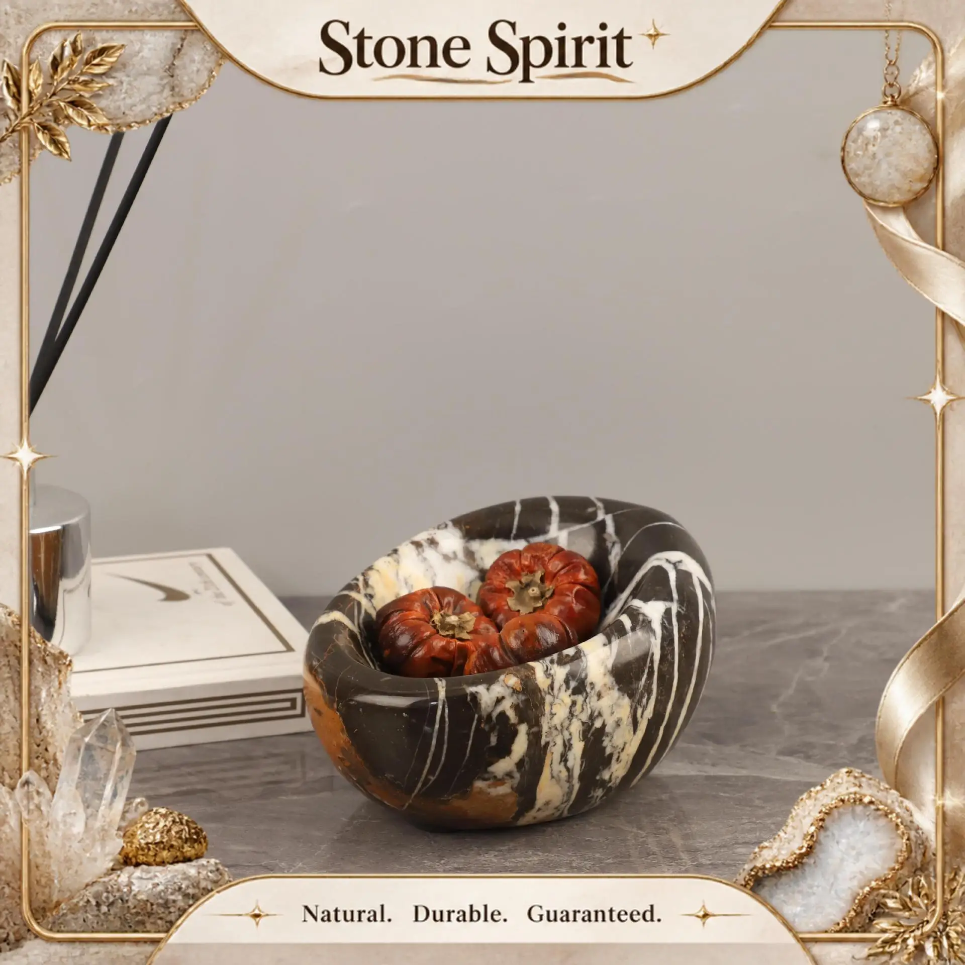 【Natural】Creative Minimalist Marble Bird Nest Storage Dish Decor for Living Room, Dining Room, TV Cabinet Home