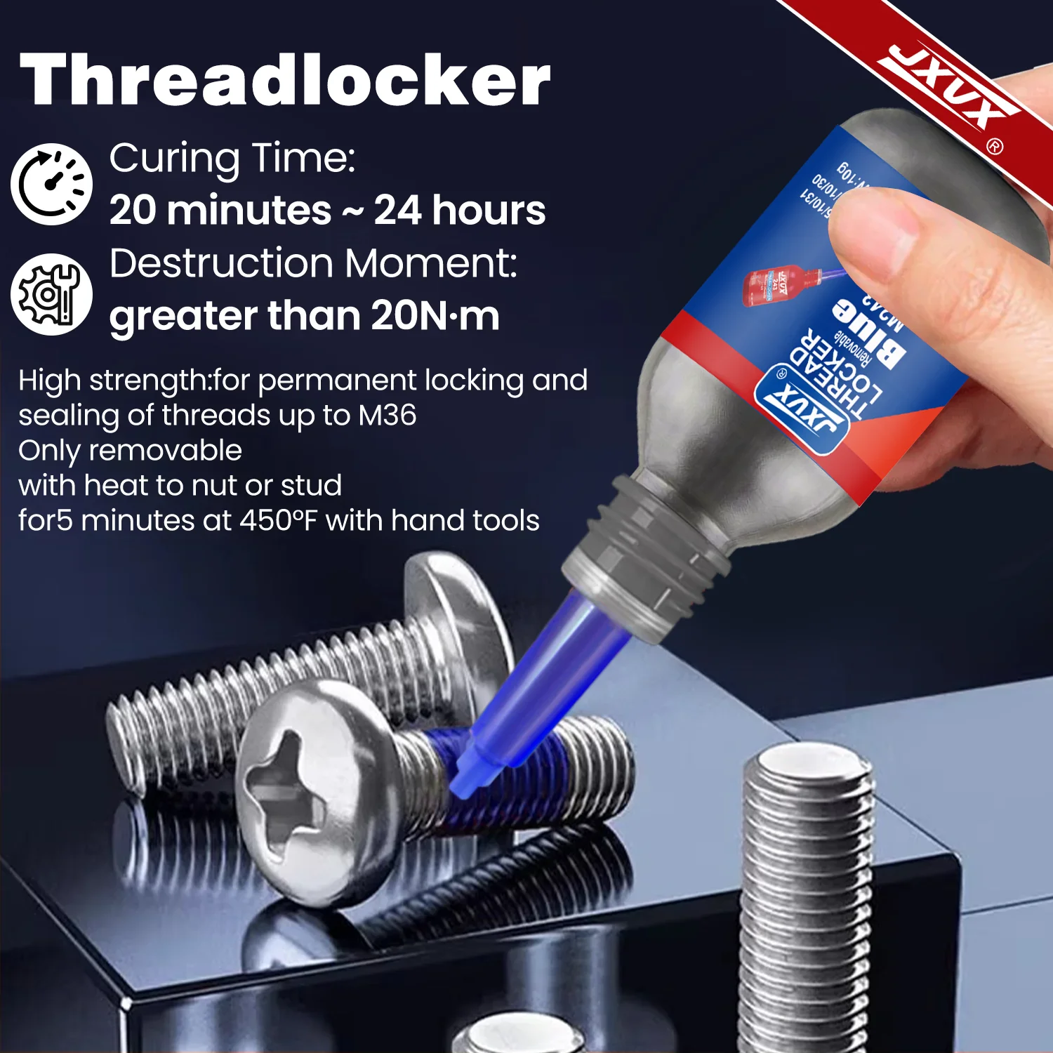Medium And High Strength Thread Blue And Red Threadlocker Anaerobic Glues Anti Loose Screw Glues Fastening Quickly Cured Thread Locking Agent Sealant for Screws,Bolts, Fasteners, and Metal,10ml.