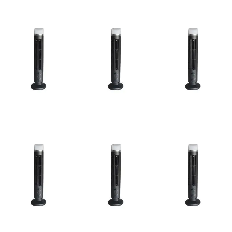 6Pack X(Portable Tower Fan Bladeless Design USB Interface LED Powerful Wind Space-Saving Black