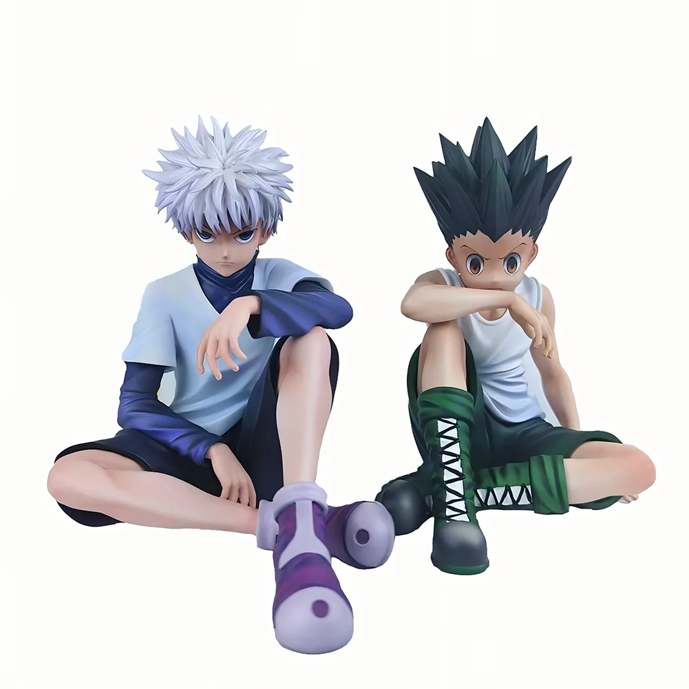 12cm Anime HUNTER×HUNTER Figures Killua Zoldyck GON FREECSS sitting Action Figures PVC Collection Model Toys Boys Birthday Gift