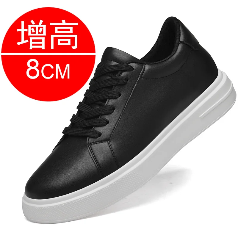 

2026 New Leather Elevator Shoes for Men 6cm 8cm 10cm Invisible Height Increase White Sneakers Cortex Heightening Casual Shoes