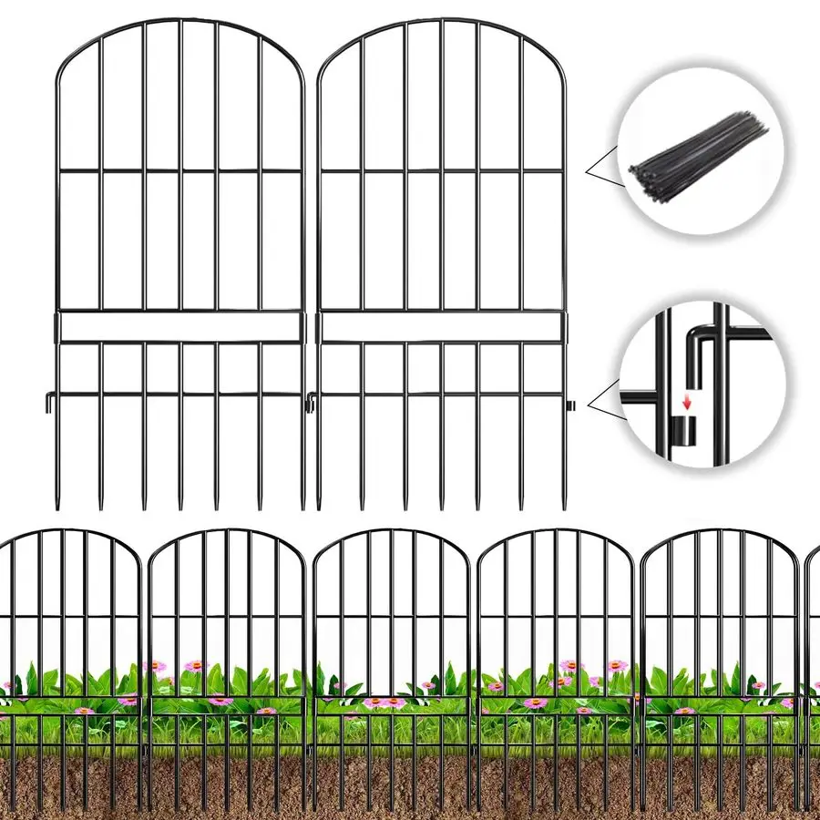 

Animal Barrier Garden Fence,15 Pack Black 12L x 25 H no dig Fence, Underground dig Protection for Dog Rabbits Rustproof Metal Wi