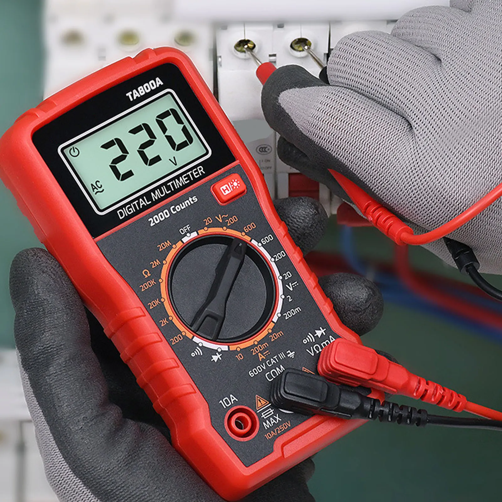 

Цифровой мультиметр TA800A с автоматическим выбором диапазона на 2000 разрядов для измерения переменного/постоянного напряжения, тока, сопротивления и бесконтактного определения напряжения