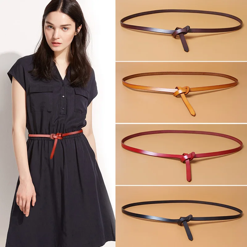 Stylish Thin Knotted Belt Vintage Solid Color Casual Waistband ElegantDecorative Dress Coat Girdle For Women