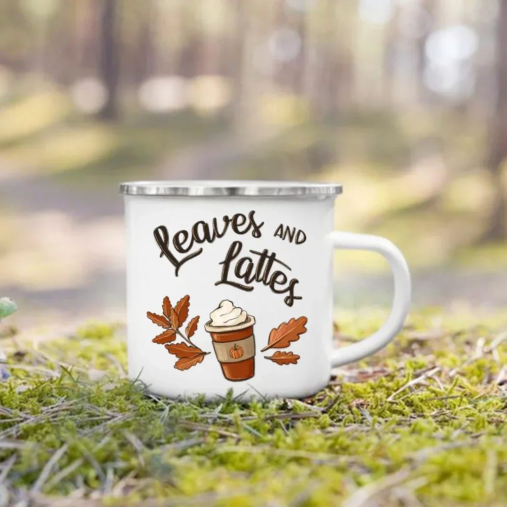Take Me To The Pumpkin Patch Printed Enamel Mugs Coffee Cups Thanksgiving Party Juice Mug Cocoa  Handle Cup Fall  Holiday Gifts