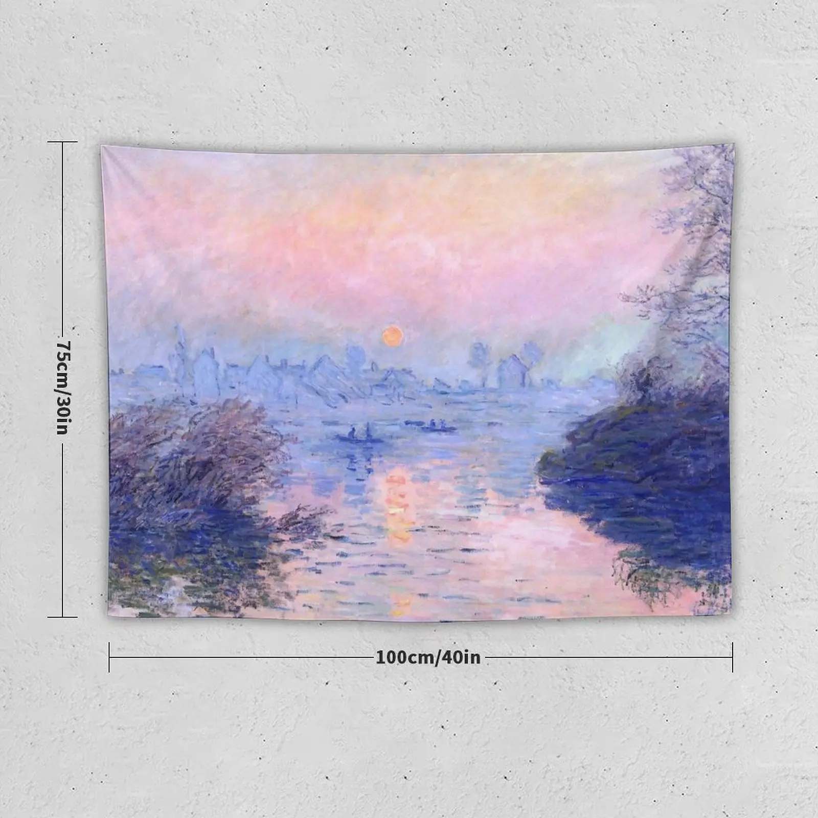 Claude Monet Sunset on the Seine at Lavacourt, Winter Effect Tapestry Aesthetic Decoration Decoration Wall Tapestry