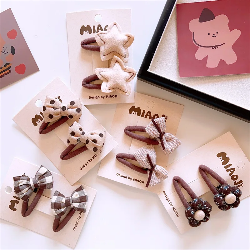 Korea Style Coffee Color Cute Star Hair Clip For Kids Hair Bow Girls Hairpins Baby Bangs Star Clips children Hair Accessories