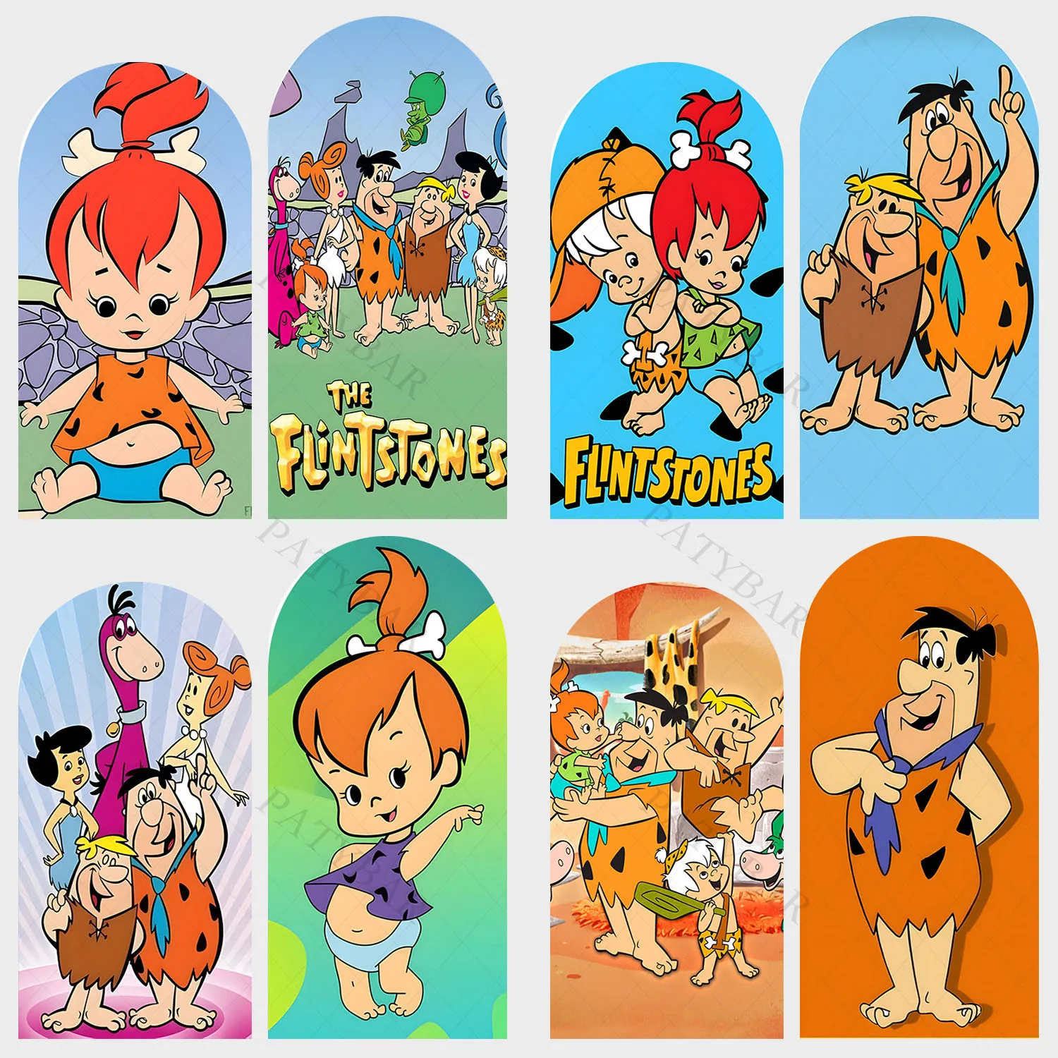 

Arch Flintstone Bambam Background Kids Birthday Party Backdrop Double Side Polyester Arch Banner Photography Decoration Props