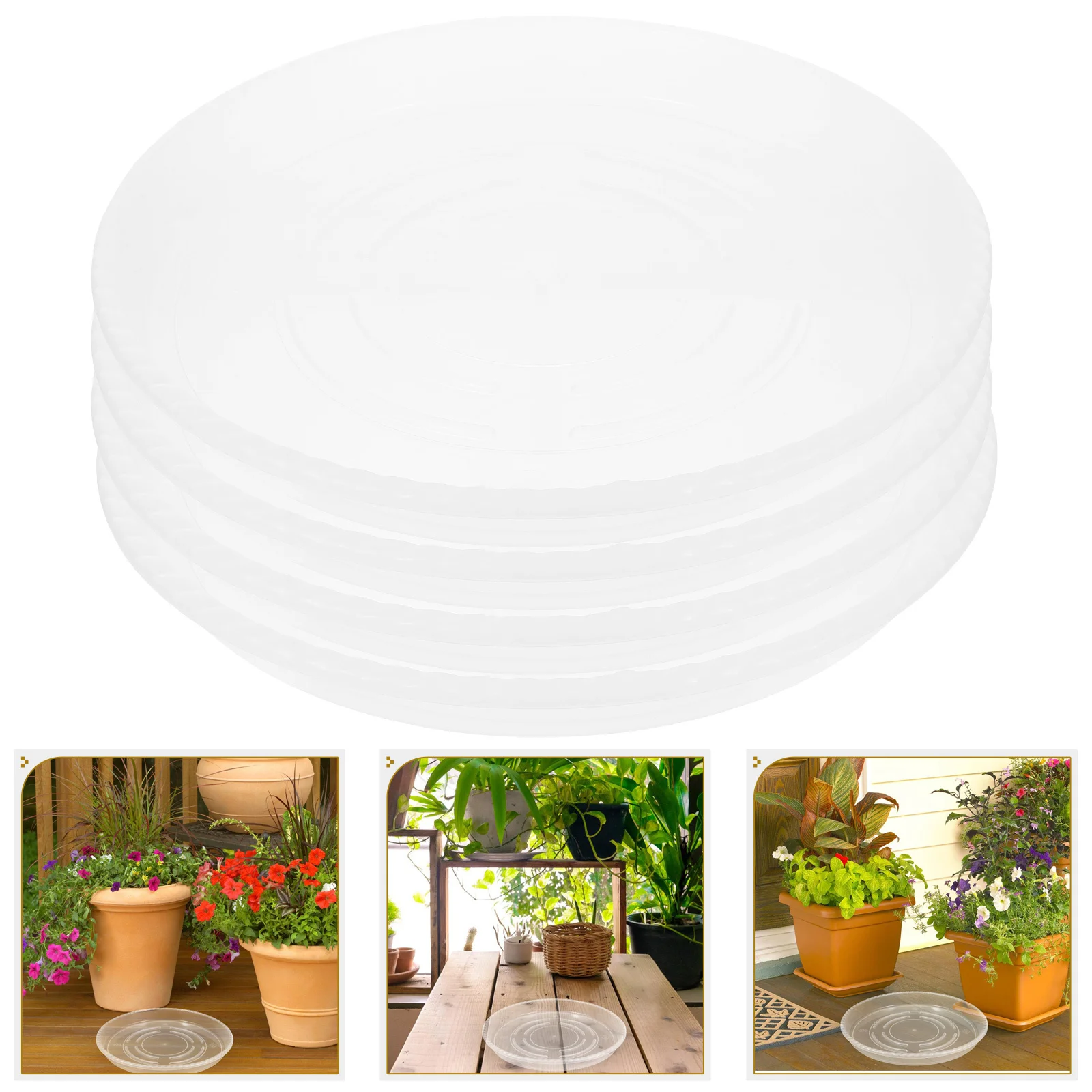 

4Pcs Plastic Flower Pot Saucer Round Clear Planter Tray Indoor Outdoor Plant Drainage Tray Pot Saucer for Plants