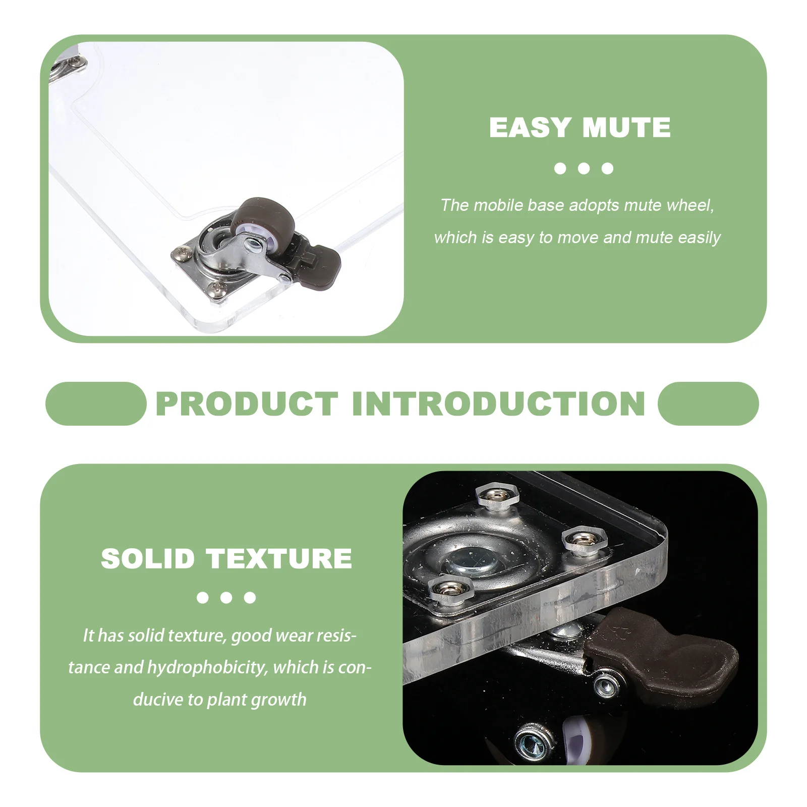 

1Pcs Movable Flowerpot Tray Acrylic Square Design Durable Hydrophobic Planter Pallet Moveable Flowerpot Tray