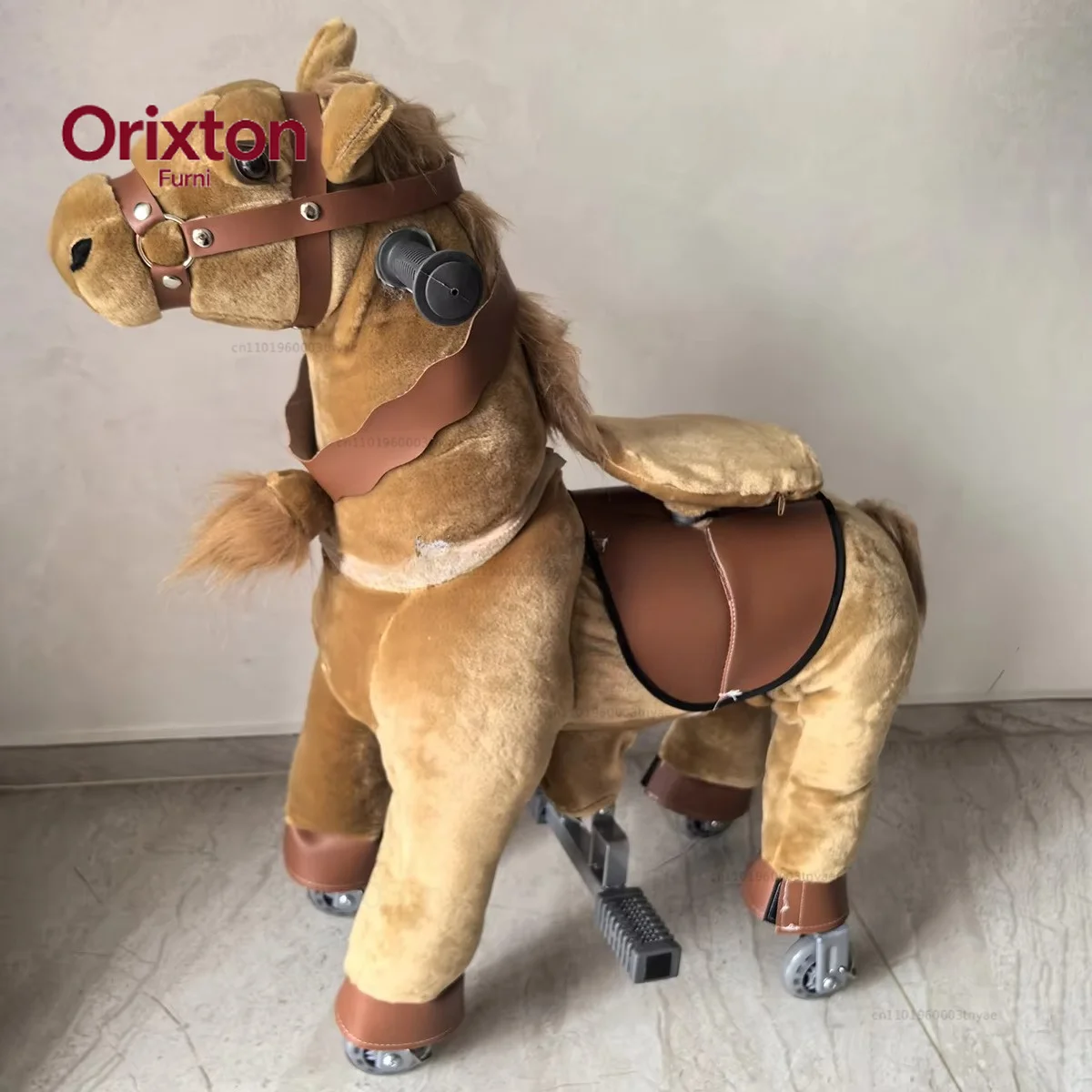 Commercial grade mechanical plush horse children's riding animal toys pony riding animal toys for sale