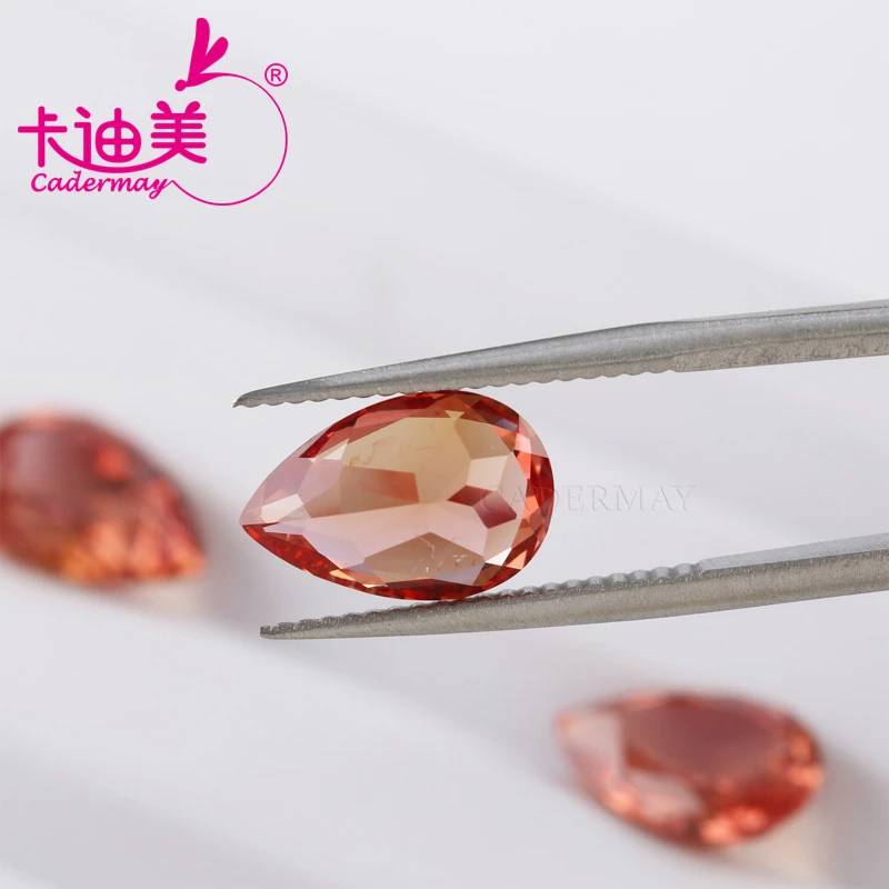 CADERMAY Pear Shape Padparadscha Lab Grown Sapphire With Inclusions Loose Stone Bead With AGL Certificate For Jewelry Making DIY
