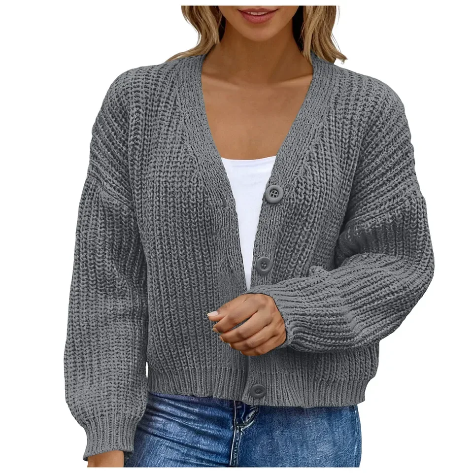 Women's Cozy Textured Solid Color Sweater Long Sleeve Knitted Cardigan Sweater Autumn Winter Loose Casual Female Sweaters