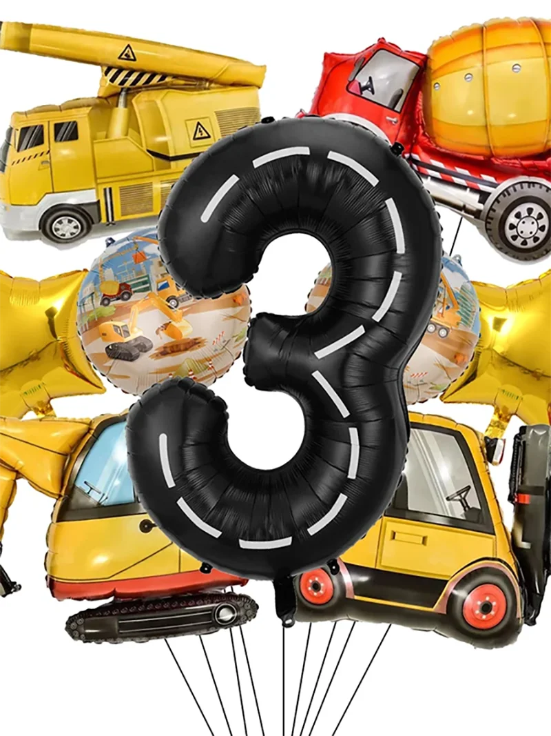 9 stücke 1 satz Engineering Thema Folien Ballons Mit 40 Zoll Anzahl Geburtstag Party Ballon Bau Fahrzeug Traktor Auto ballons – Detail 6
