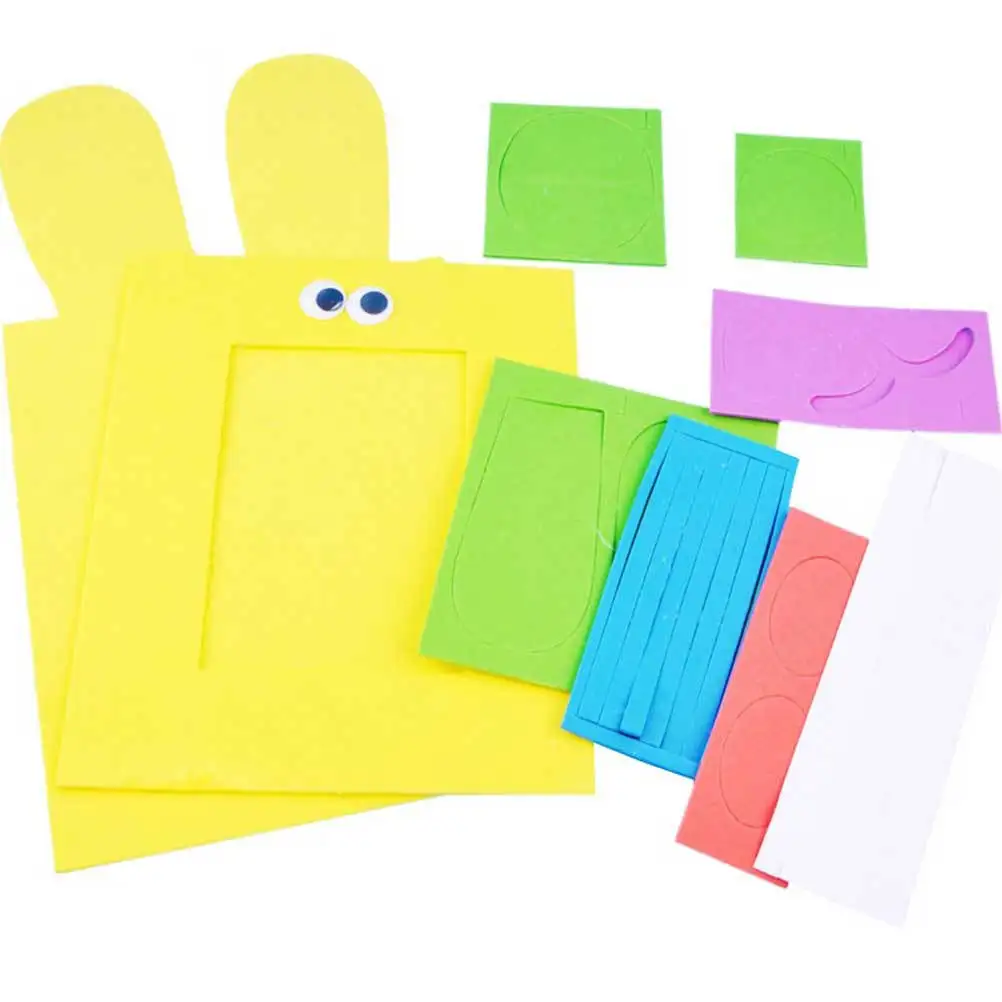 Moldura de foto de desenho animado, bolsa de material artesanal, padrão de cor aleatória, suprimentos para artesanato diy, material educacional para crianças