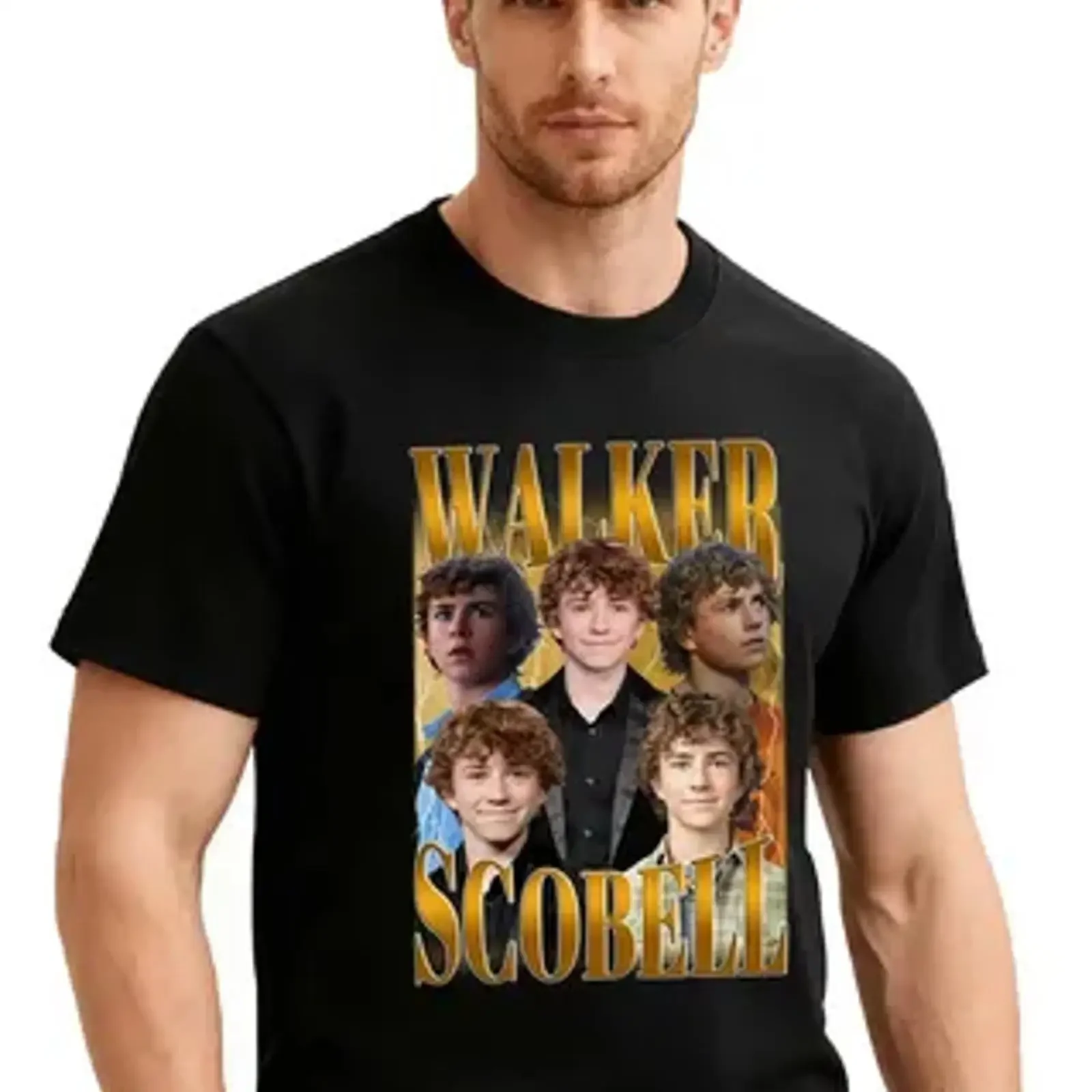 Camiseta Masculina Playera Walker Scobell Akw36_01 vintage Lavada Casual a la moda Transpirable Suave Versátil Cómoda