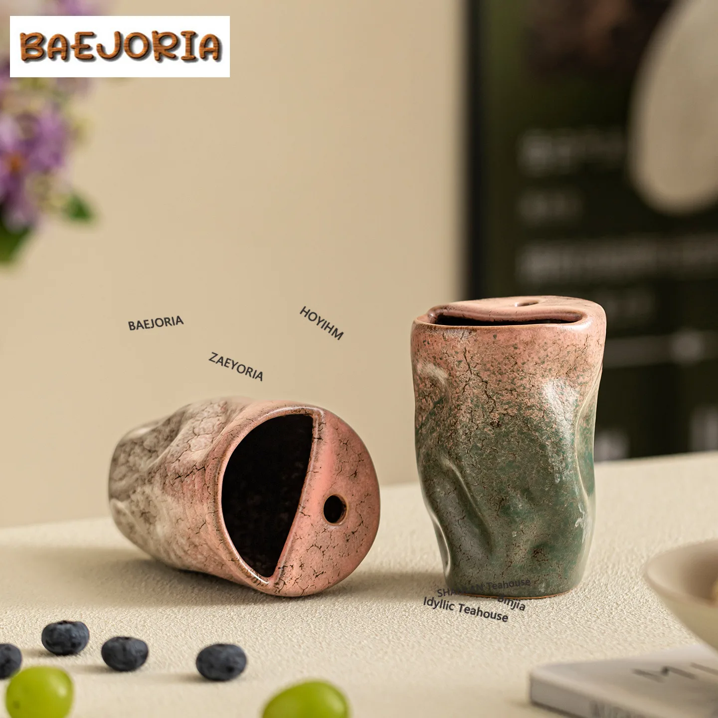 BAEJORIA 290ml Kiln Fambe Meteorite Cola Mug Beverage Bottle Bubble Teacup Cold Hot Water Jug Household Teaset Decoration Gift
