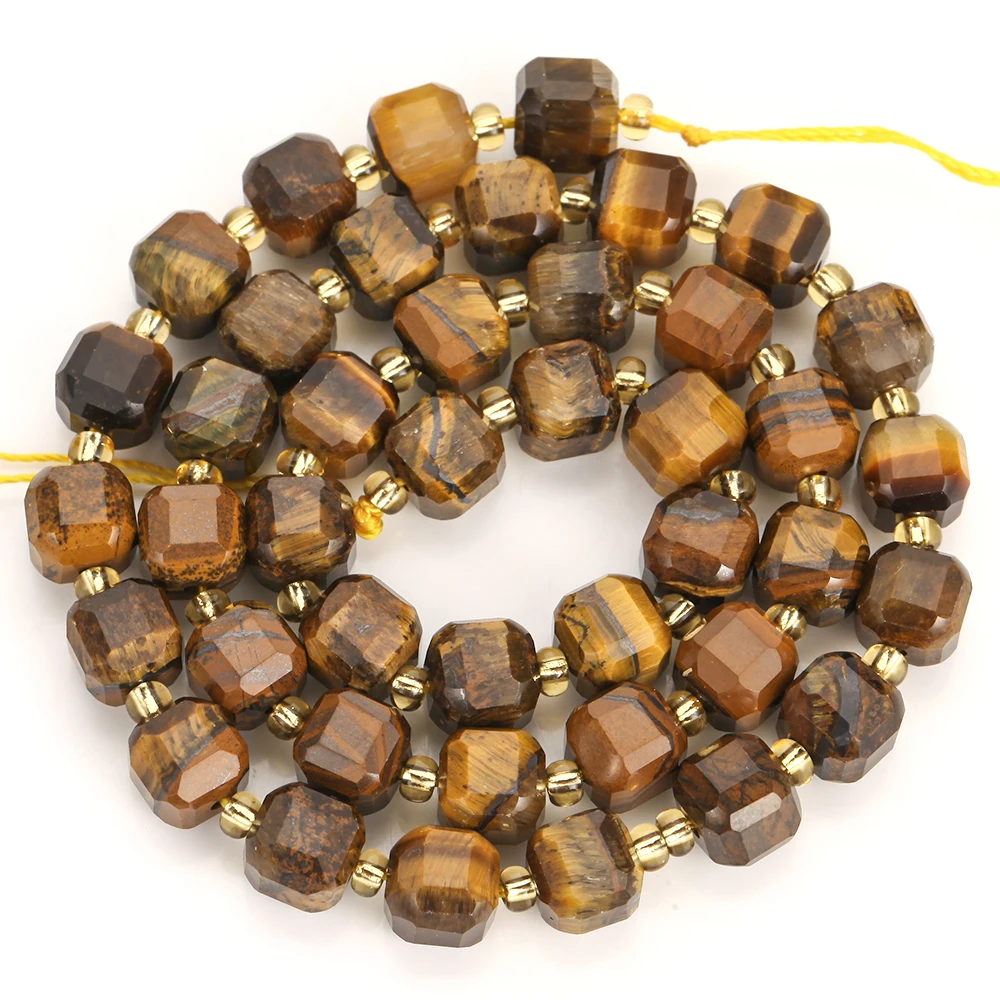 6/8/10 mm natürliche, gelbe Tigeraugen-Steinperlen in quadratischer Form zum Basteln von Schmuck, für DIY-Armbänder, Halsketten und andere Accessoires, DIY-Zubehör, 15 Zoll. – Detail 6