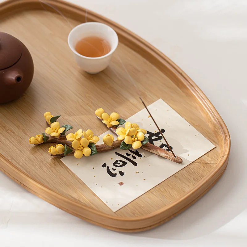 Chinese hand-squeezed hydrangea flower fragrance insert office tea table home yoga meditation ceramic thread incense burner tea