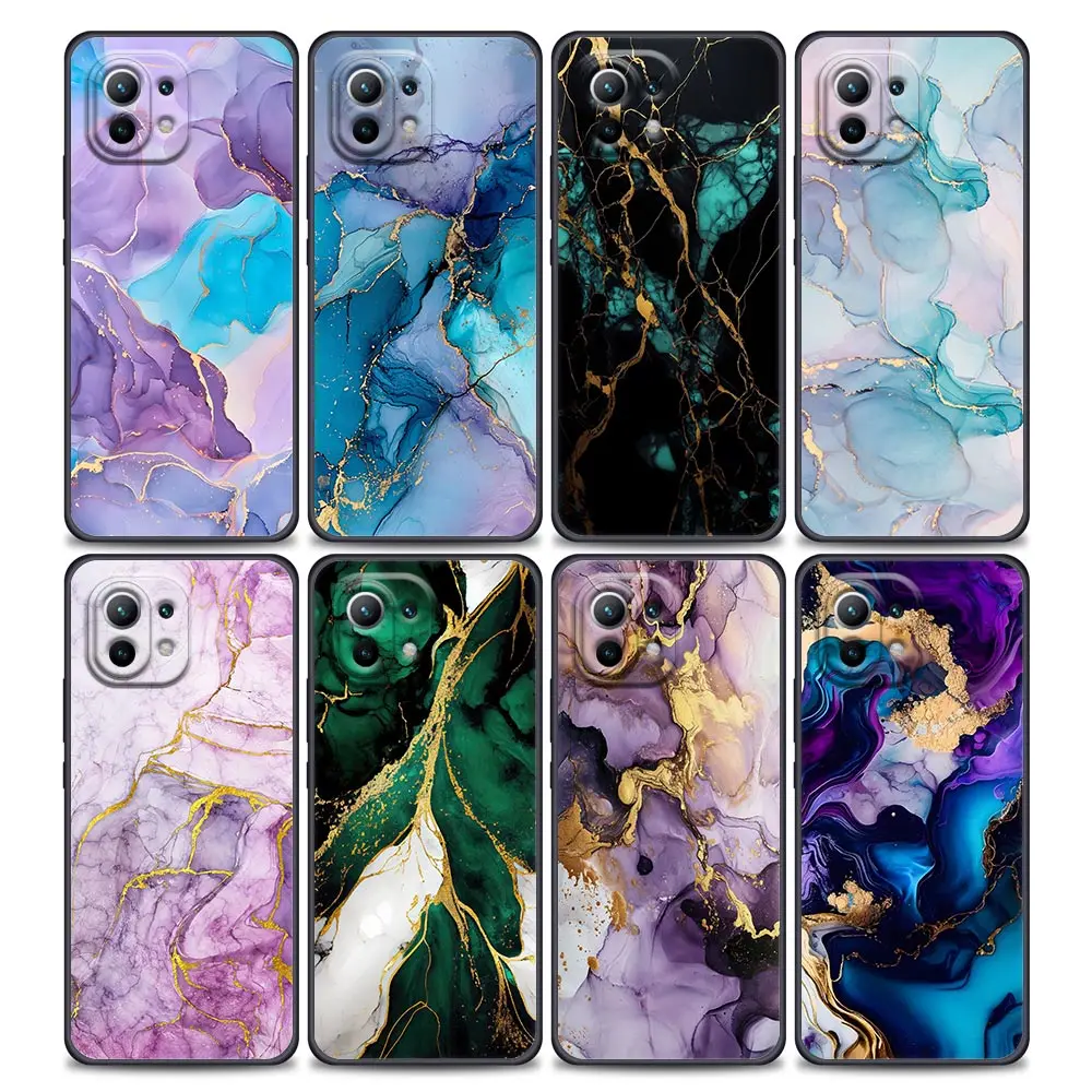 Чехол для телефона Xiaomi 15T 11T 12T 13T 14T Pro 15, POCO X7 X8 M7 F7 Pro F8 Ultra F6 M6 X5 с абстрактным мраморным узором в стиле акварели