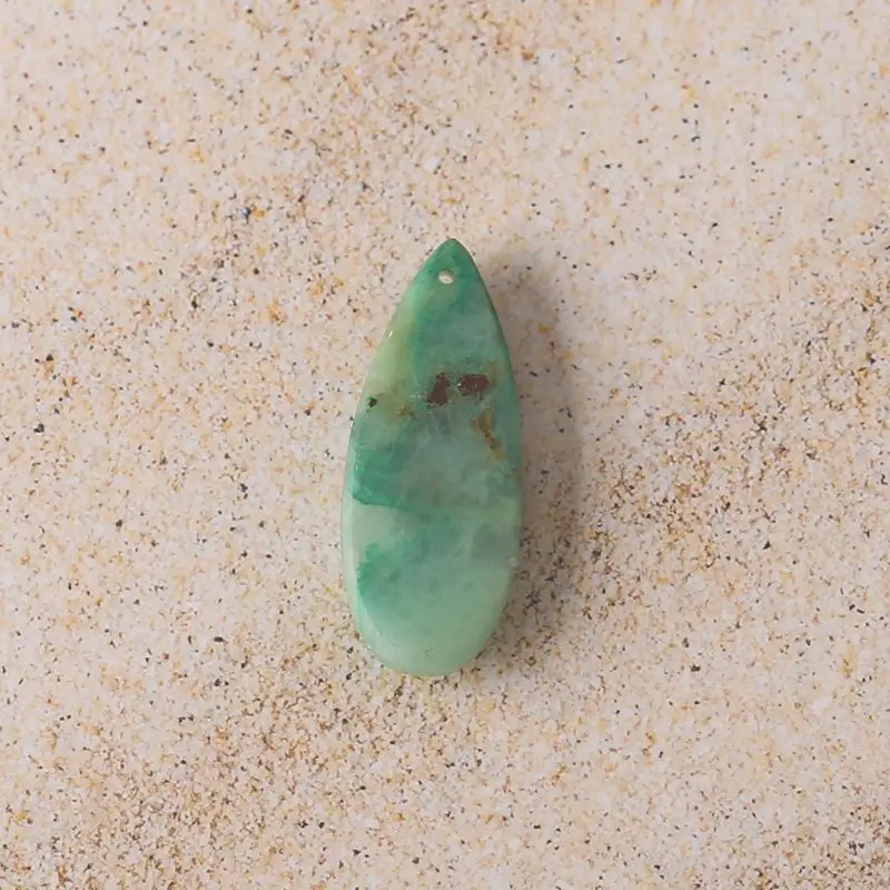 Chrysocolla Teardrop Gem Pendant Unique Green Veins Artisanal Jewelry Design 30x12x5mm Weight 2.6g