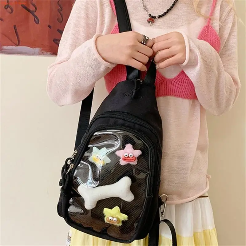 

Q5WE Fashionable Anime Themed See Through Shoulder Bag Spacious Interior Adjustable Strap Chest Bag For Shopping And Travel