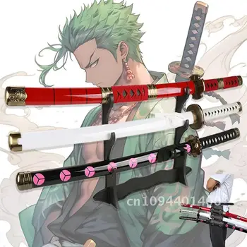 New For 2023 Anime Roronoa Zoro Katana Sword Wooden 80cm/31.5＂Enma Purple Unisex Halloween Party Gifts