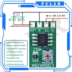 PLR 30-1500MA Adjustable Constant Current LED Driver DC 3.3V 3.7V 4.2V 5V PWM Control Board Buck Power module