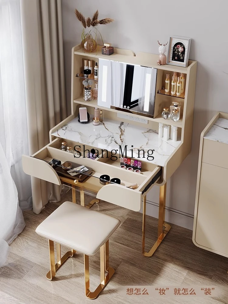 

CL Light Luxury Wabi-Sabi Cream Style Dressing Table Modern Simple Small Apartment Master Bedroom Desk Integrated Makeup Table