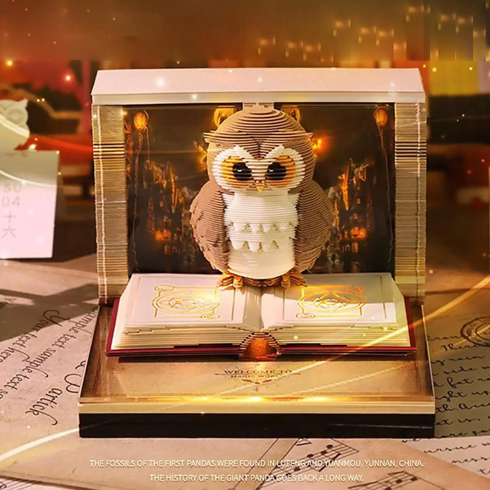 

3D Tear Away Mini Desk Calendar 2026 3D Time Piece Calendar Owl-Shaped Tear Away Carving Time Piece Notepad for Christmas Decora