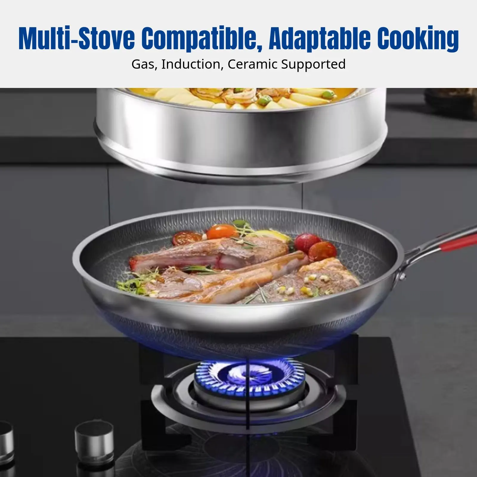 

Вок из нержавеющей стали 316, шестиугольный, без покрытия, для домашнего использования, с плоским дном